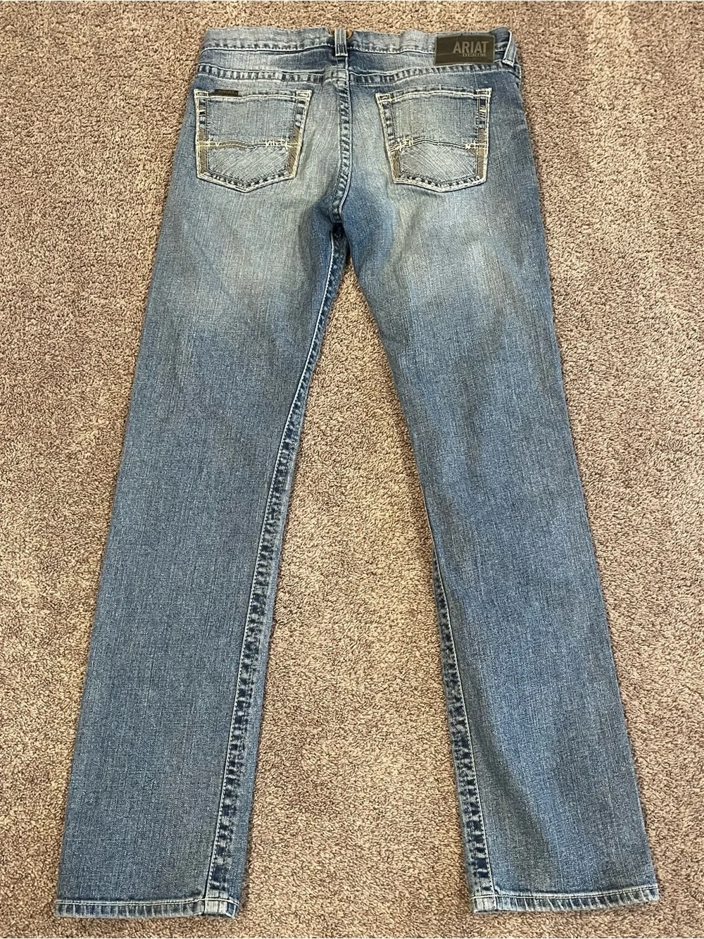 Ariat M7 Slim Fit Straight Leg Jeans Mens 35x36 Light Wash Western Denim EUC - Picture 4 of 5